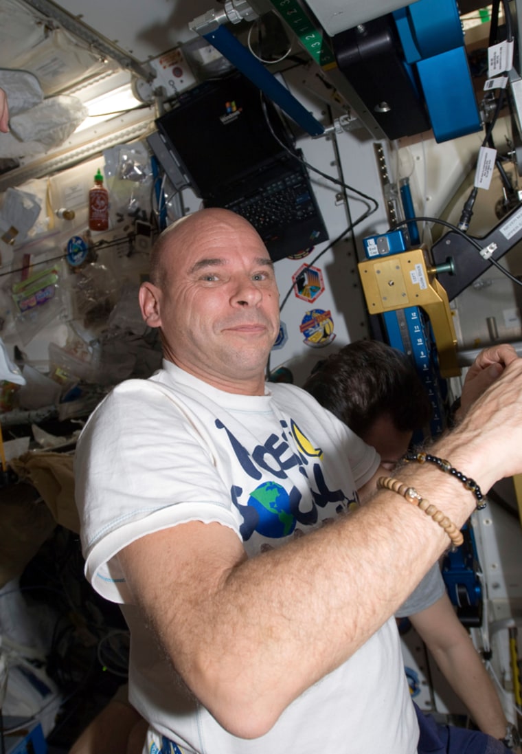Image: Handout shows Canadian spaceflight participant Laliberte in the Unity node of the International Space Station